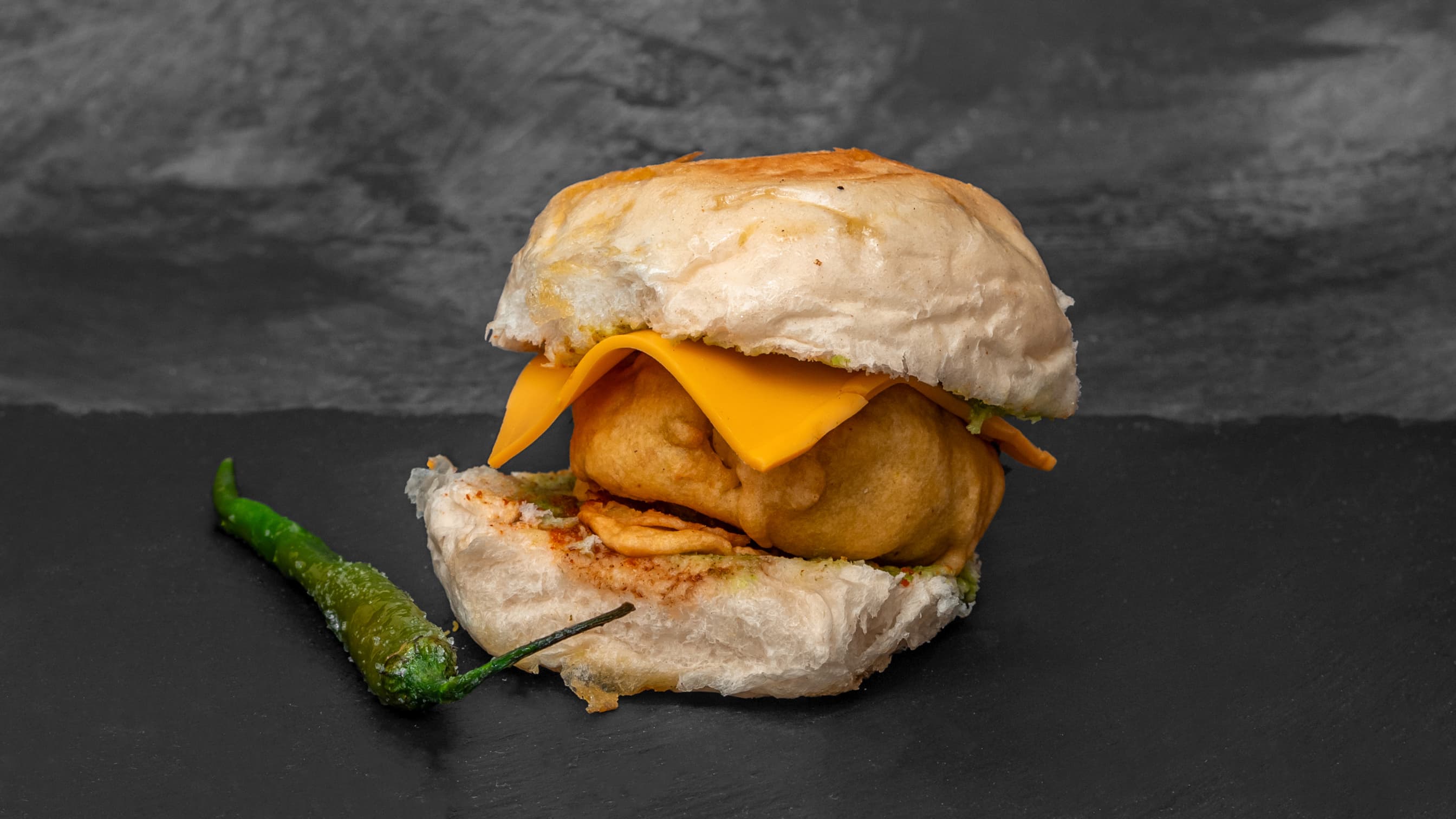 Vada Pav served at Niya’s Kitchen vegetarian Indian restaurant